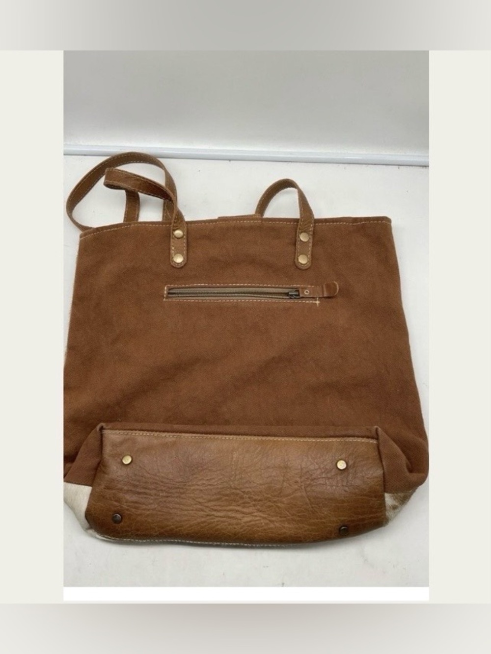 Myra Bag Hair-On Hide & Tooled Leather Tote Bag - Picture 3 of 4